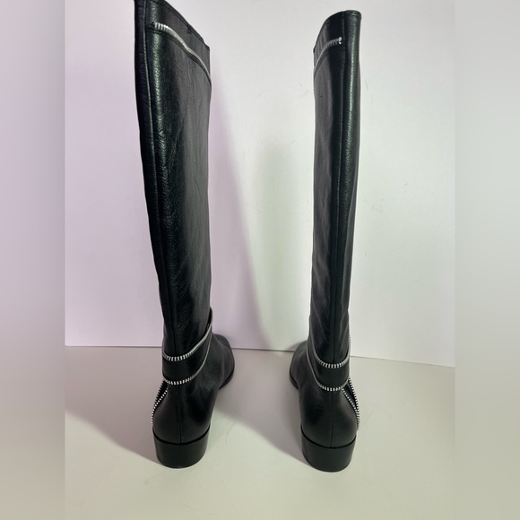 Michael Kors Women’s Silver Studded Black Leather Knee High Boots - Picture 5 of 8